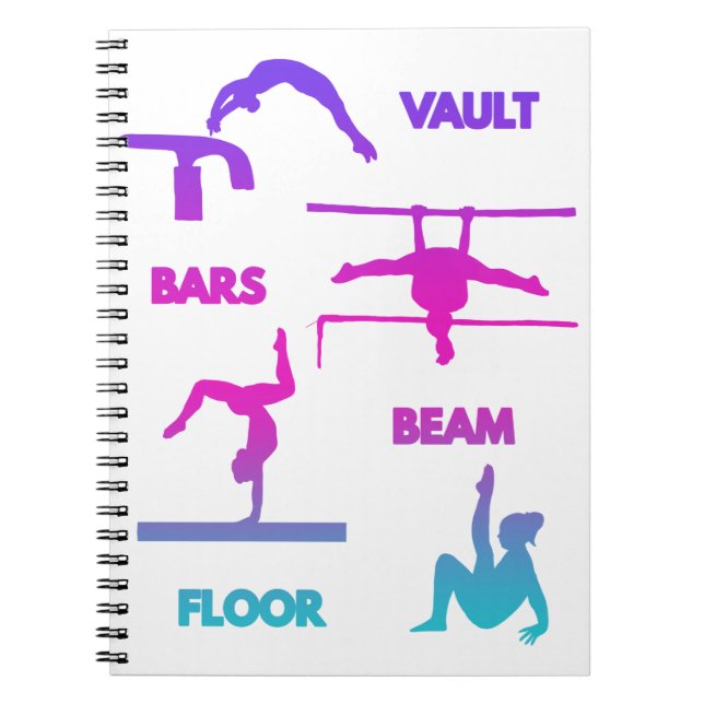 Gymnastics Rosa Lila Turquise Vault Pub Beam Anteckningsbok (Framsidan)