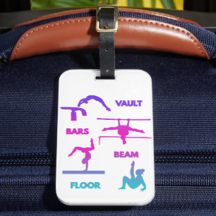 Gymnastics Rosa Lila Turquise Vault Pub Beam Bagagebricka