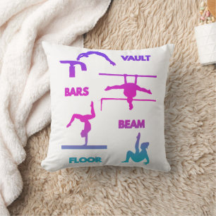 Gymnastics Rosa Lila Turquise Vault Pub Beam Kudde