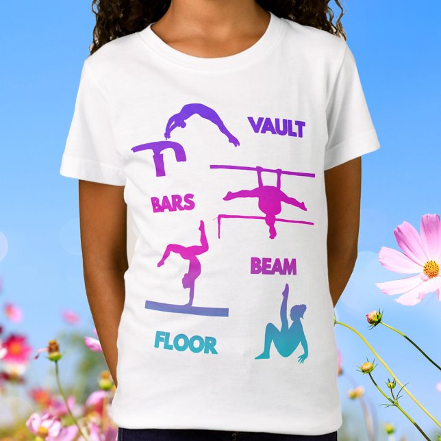 Gymnastics Rosa Lila Turquise Vault Pub Beam T Shirt (Gymnastics Pink Purple Turquoise Vault Bars Beam T-Shirt)