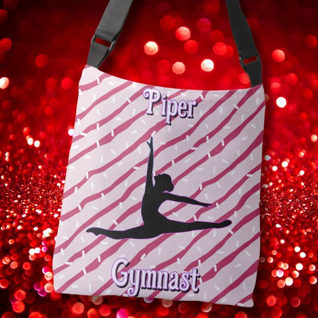 Gymnastics Rosa White Peppermint Candy Sprinkle Axelväska (Skapare uppladdad)