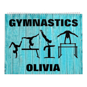 Gymnastics Rustic Teal Wood Calendar Kalender