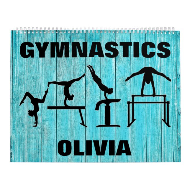 Gymnastics Rustic Teal Wood Calendar Kalender (Omslag)