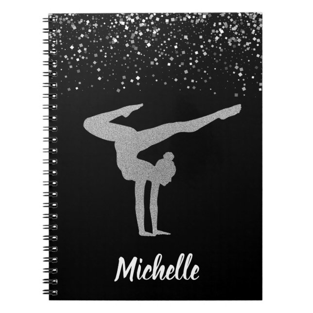 Gymnastics Silver Glitter Anteckningsbok (Framsidan)