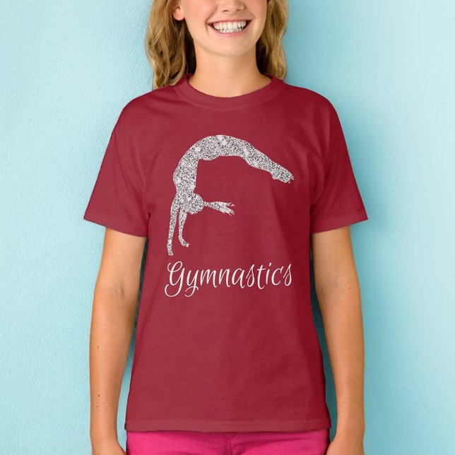 Gymnastics Silver Shimmer Back HandSpring T Shirt (Skapare uppladdad)