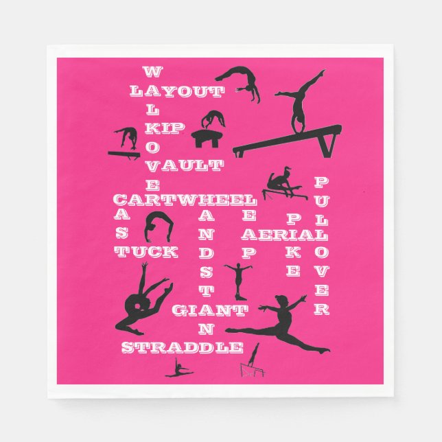 Gymnastics Skills Crossword Rosa Papper Napkins Pappersservett (Framsidan)