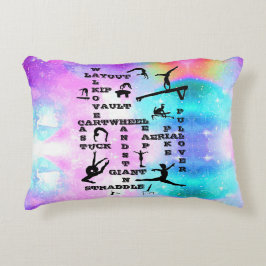 Gymnastics Skills Crosswords accent Pillow w/ Namn Prydnadskudde