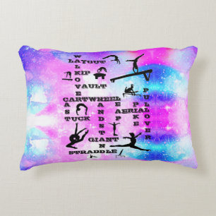 Gymnastics Skills Crosswords accent Pillow w/ Namn Prydnadskudde