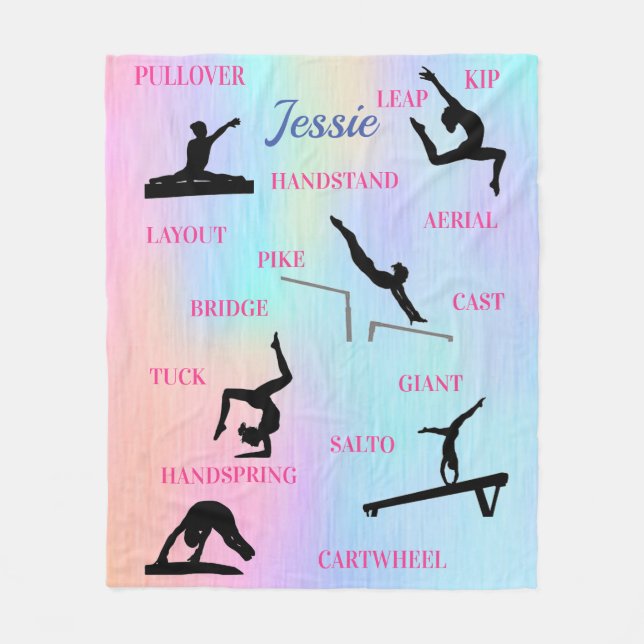Gymnastics Skills Fleece Blanket w/ Namn (Framsidan)