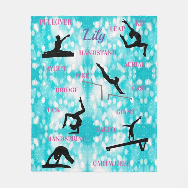 Gymnastics Skills Fleece Blanket w/ Namn (Framsidan)