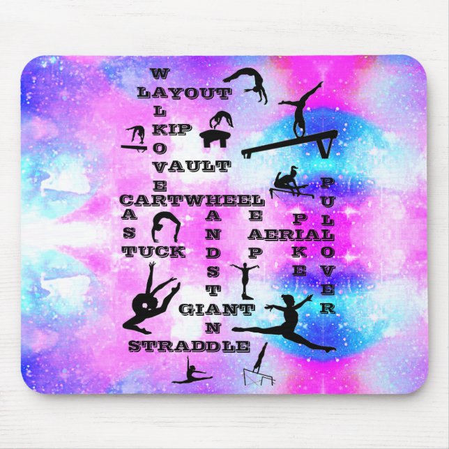 Gymnastics Skills Hologram Crossword Mousepad Musmatta (Framsidan)