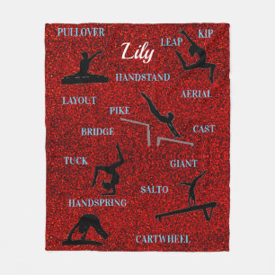 Gymnastics Skills Red Gnistra Typography Fleecefilt
