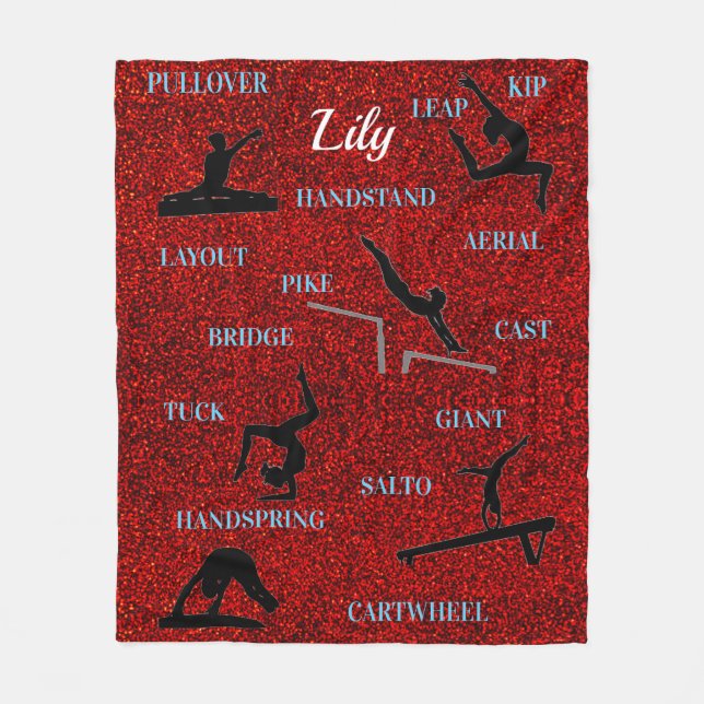 Gymnastics Skills Red Gnistra Typography Fleecefilt (Framsidan)