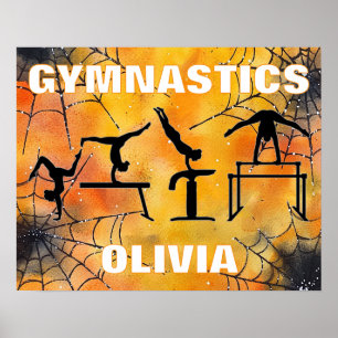 Gymnastics Spooky Spindelnät Halloween Poster