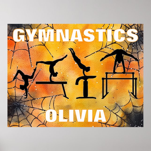 Gymnastics Spooky Spindelnät Halloween Poster (Framsidan)
