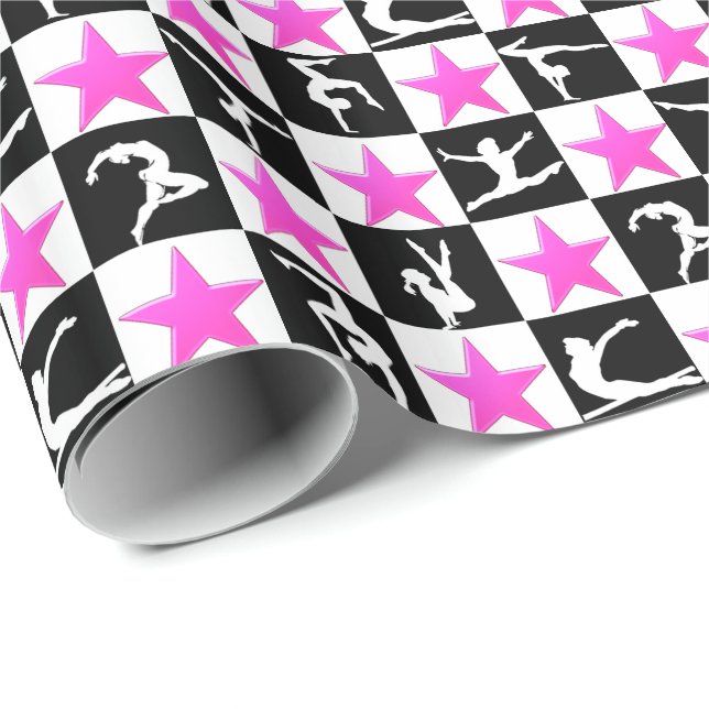GYMNASTICS STAR WRAPPING PAPPER PRESENTPAPPER (Rullad Hörn)