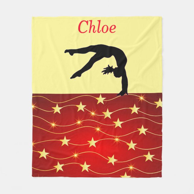 Gymnastics Stars Gult och Red Fleece Blanket (Framsidan)