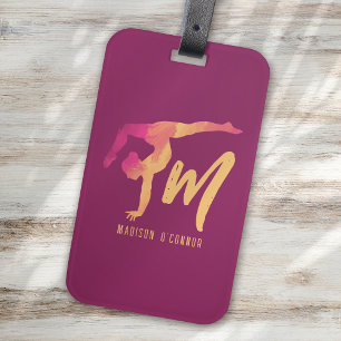 Gymnastics Stationery Monogram första dos Bagagebricka