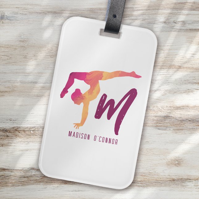 Gymnastics Stationery | Monogram första dos Bagagebricka (Skapare uppladdad)