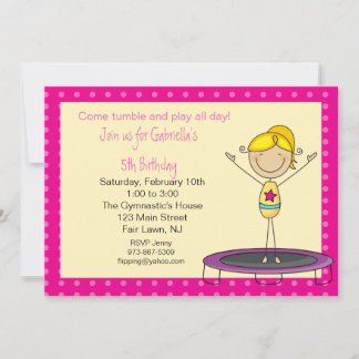 Gymnastics Stick figur Birthday bjudande Inbjudningar