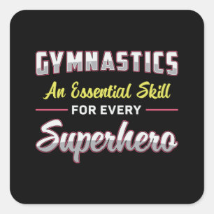 Gymnastics Superhjälten Acrobat Pub Beam Gymnast Fyrkantigt Klistermärke