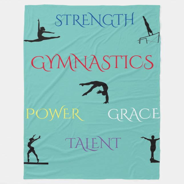 GYMNASTICS teal stor filt. Fleecefilt (Framsidan)