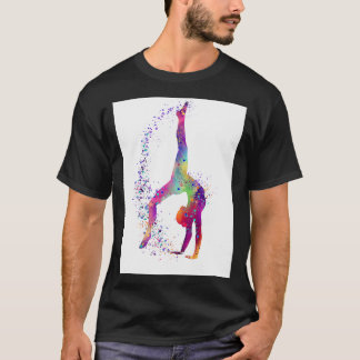 Gymnastics Tumbling Girl Watercolor Silhouette T Shirt