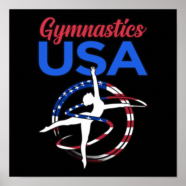 Gymnastics USA flagga Gymnast Gymnastic Sports Äls Poster (Framsidan)