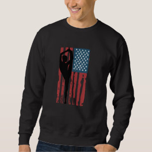 Gymnastics USA flagga Gymnast Mamma Pappa Parent G Lång Ärmad Tröja