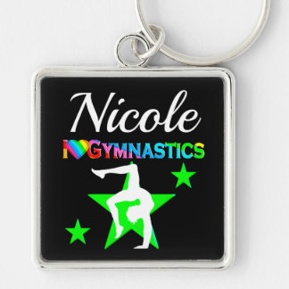 GYMNASTICS-UTFORMNING FÖR PERSONLIGEN fantastisk G Fyrkantig Silverfärgad Nyckelring