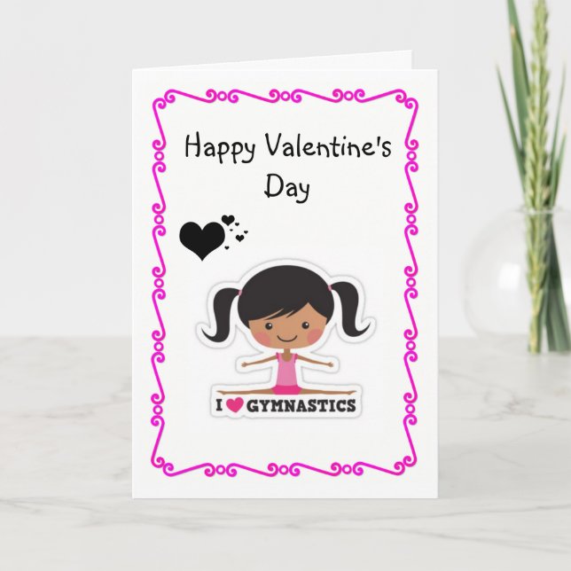 Gymnastics Valentines day Greeting Card Helgkort (Framsida)