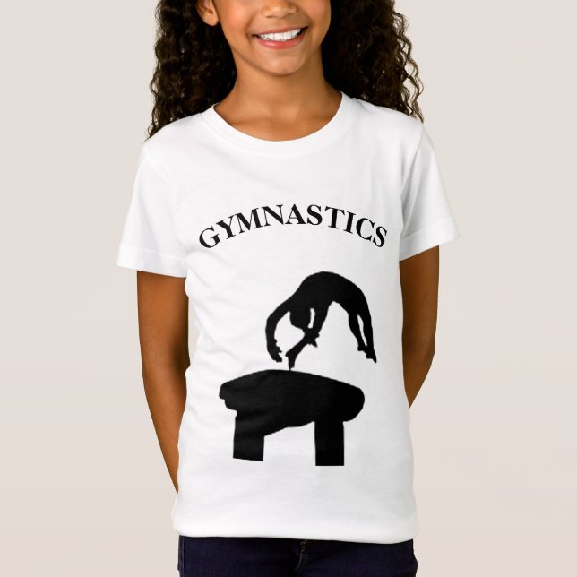 Gymnastics Vault w/ Namn Girls T-Shirt (Framsida)