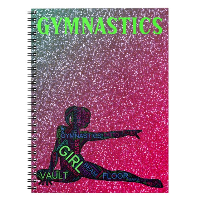 Gymnastics Watermelon Gnistra Neon Ord Art Anteckningsbok (Framsidan)