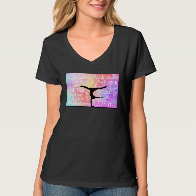 Gymnastics Words Ombre T Shirt (Framsida)
