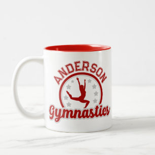 Gymnastik ADD NAMN Gymnast Hopp Stativ Atlet Två-Tonad Mugg