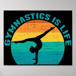 Gymnastik är Life BeSnyval Sunset Gymnast Black Poster