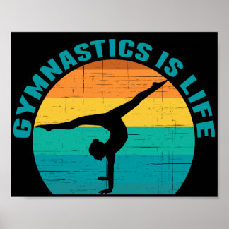 Gymnastik är Life BeSnyval Sunset Gymnast Black Poster
