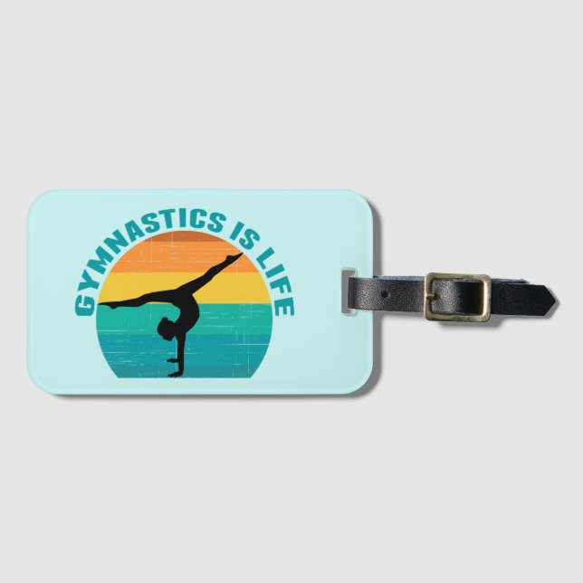 Gymnastik är Life Bevackra Sunset Gymnast Teal Bagagebricka (Framsida horisontal)