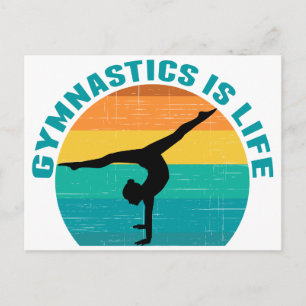 Gymnastik är Life Bevackra Sunset Gymnast Teal Vykort
