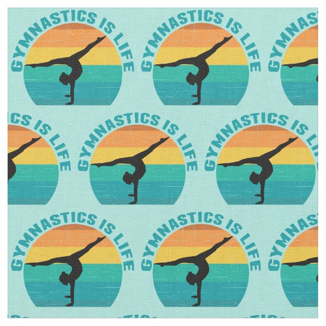 Gymnastik är Life Söt Teal Gymnast Tyg (Närbild)