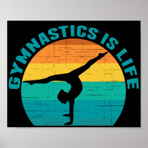 Gymnastik är Liv Vacker Solnedgång Gymnast Svart Poster