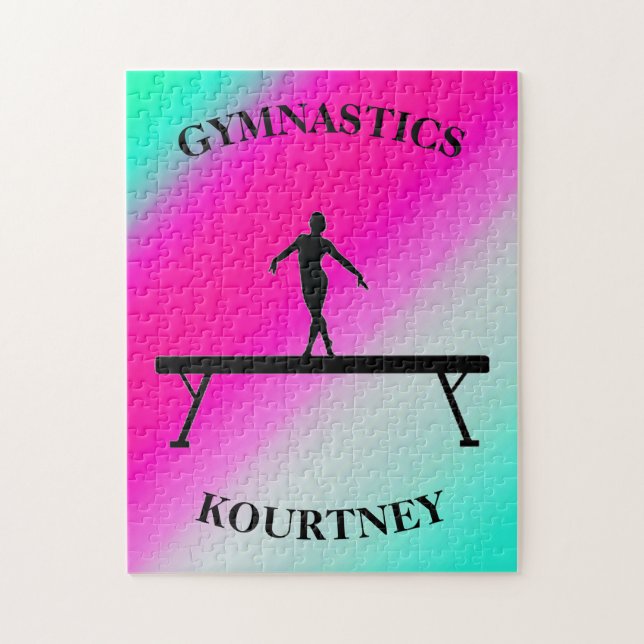Gymnastik Balansbom Mint och Fuchsia  Pussel (Vertikal)