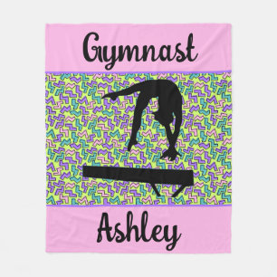 Gymnastik Balk Flicka Groovy Retro Personlig  Fleecefilt