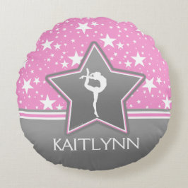 Gymnastik bland stjärnorna i rosor med DITT NAMN Rund Kudde