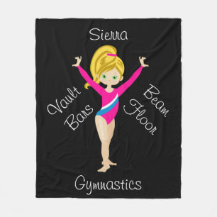 Gymnastik Blond, Gröna ögon, Rosa Leotard Fleecefilt