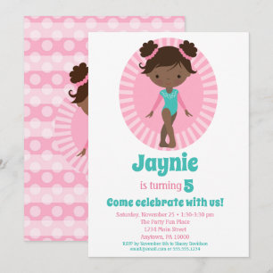 Gymnastik - Cute African American Födelsedagsfest Inbjudningar