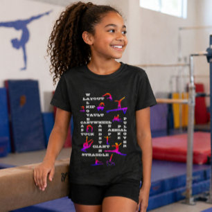 Gymnastik färdigheter Korsord Rainbow Gymnast T Shirt