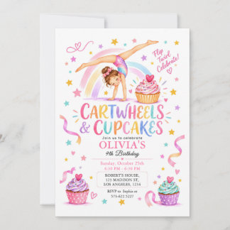 Gymnastik Flicktema Kartong Volt & Cupcakes BD Inbjudningar