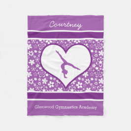 Gymnastik för personliglila blommormönster fleecefilt