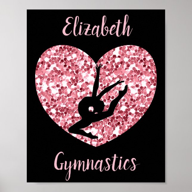 Gymnastik för tjejer Rosa Guld Personlig Poster (Framsidan)